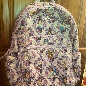 Disney Princess Backpack with Purple Floral Design